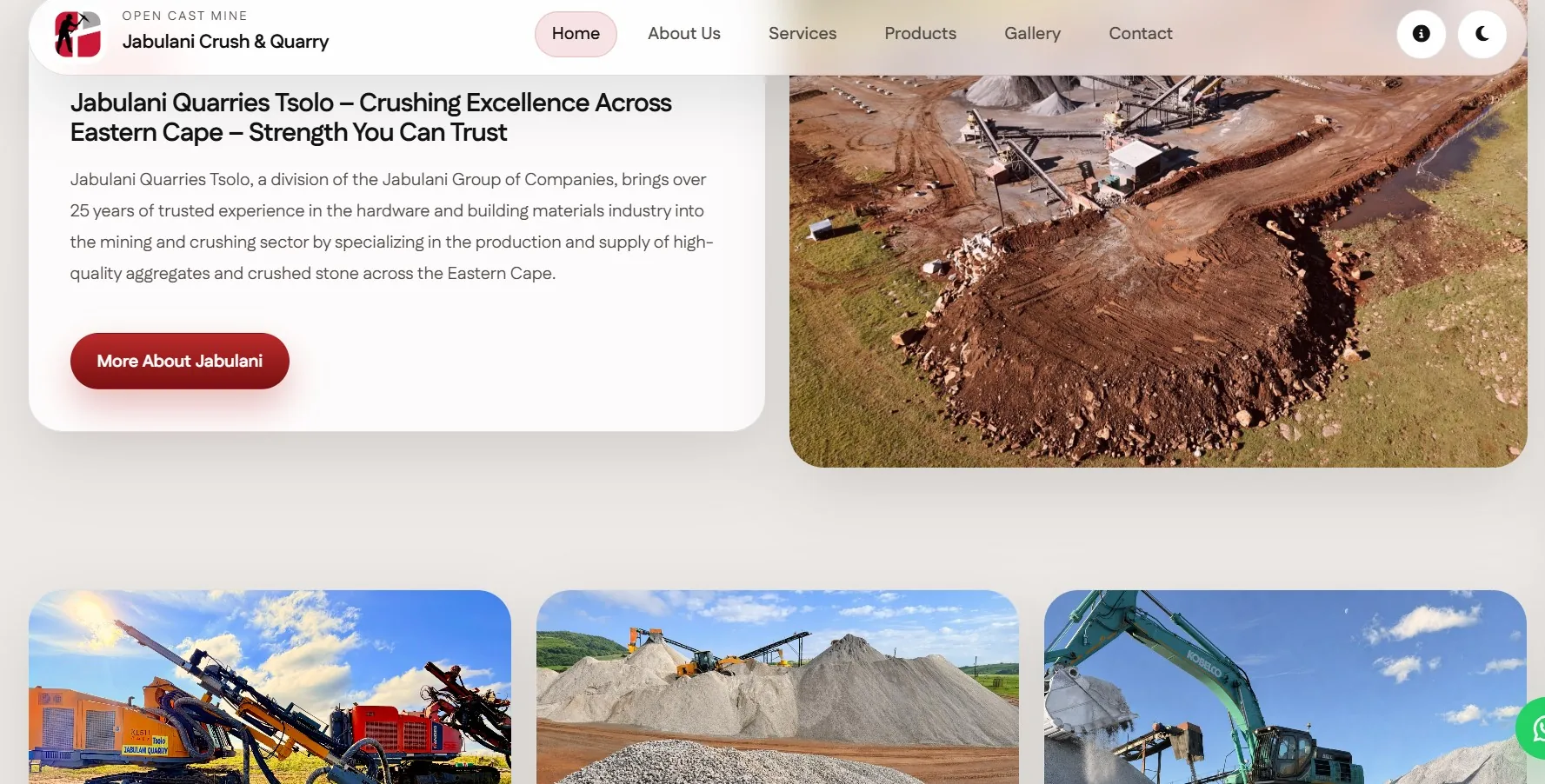 Jabulani Quarries website preview